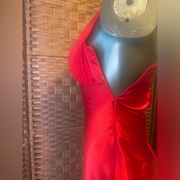 New! Betsy & Adam Red Halter Formal Prom Gown Dress 6 NWT Side Zipper Closure - Picture 5 of 14